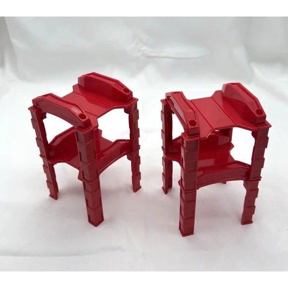 Wooden Train Track Red Stacking Support Risers Fits Major Brands Lot of 4 - Picture 2 of 7